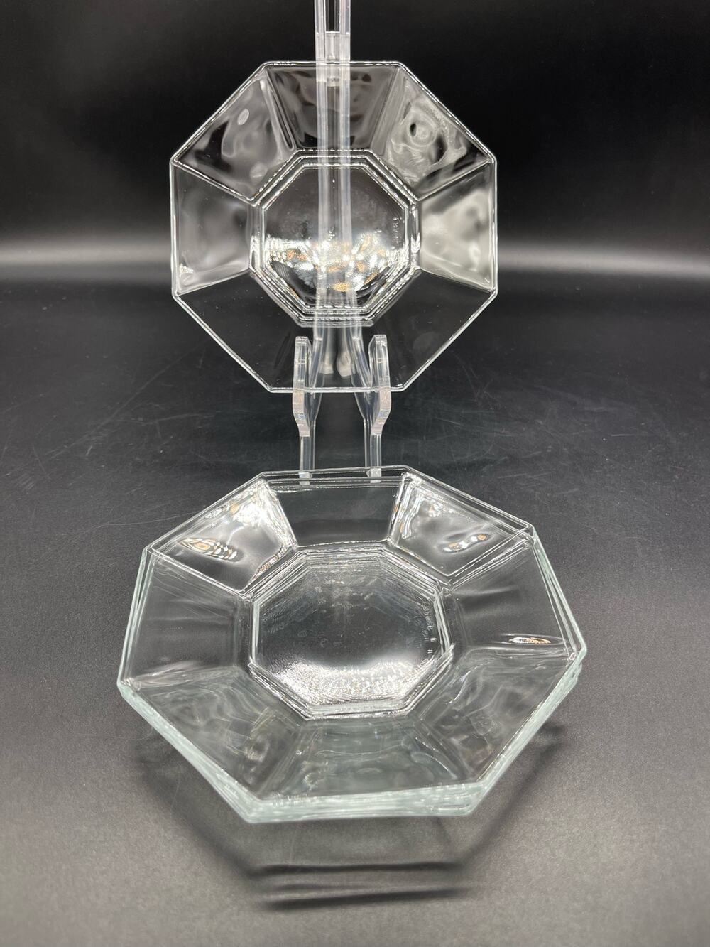 Arcoroc Octime Octagon Clear Glass Set of 4 Bread Plates 5 3/8" France